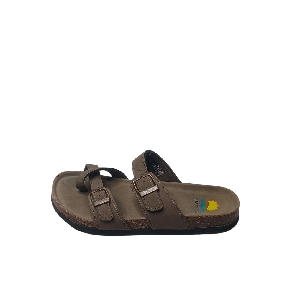 Maui Island‎ Lighthouse Sandals Womens 5M Brown Double Buckle Toe Loop Slides